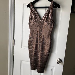 Herve Leger “Mariah” Dark Bronze bandage dress